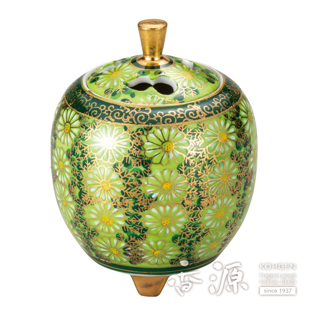 古青手九谷焼 緑釉獅子付香炉 高さ35cm 古青手九谷焼 緑釉獅子付香炉