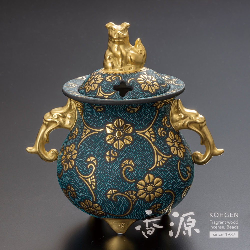 九谷焼 香炉 奥の細道黄釉香炉 工芸品 九谷焼 香炉 奥の細道黄