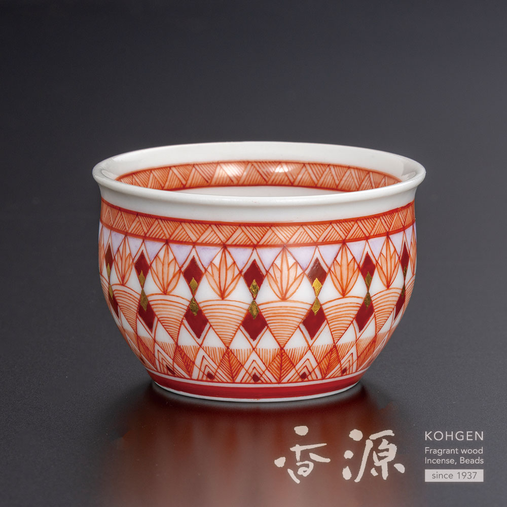 赤絵九谷 幾何学文赤玉赤絵鉢 赤絵九谷 幾何学文赤玉赤絵鉢 赤絵九谷