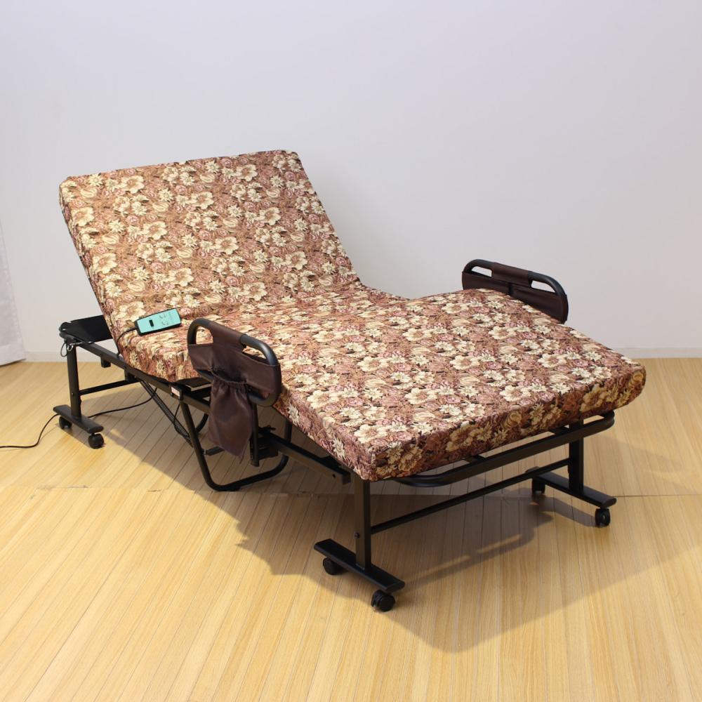 谷村実業 折りたたみ電動ベッド 高反発 花柄 シングル TAN－262