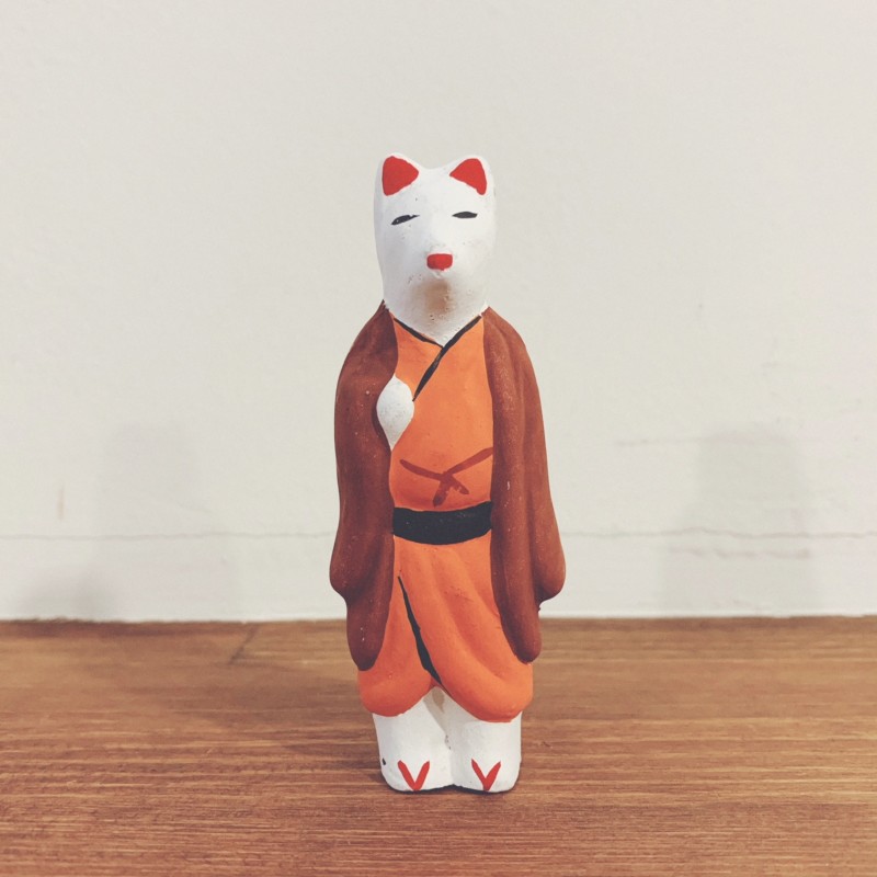 今戸焼 三すくみ 狐拳 キツネ 猟師 庄屋 土人形 置物 民芸品