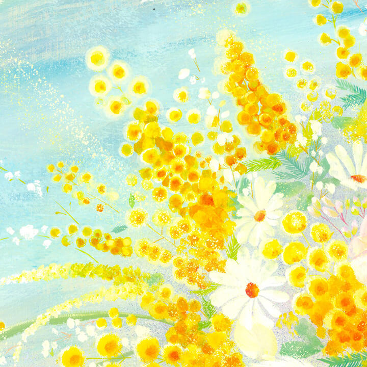 山平和彦作 油彩画 「幸運の黄色い花」 山平和彦作 油彩画 「幸運の