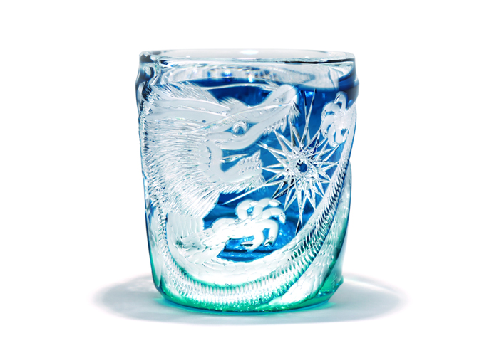 但野英芳 江戸切子 グラス 希少 青 但野英芳 江戸切子 グラス 希少 青