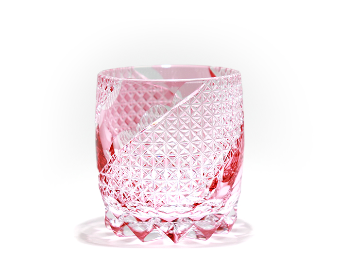 KAGAMI CRYSTAL 伝統工芸士 篠崎清一 江戸切子 金赤被切子蓋物