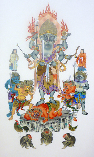 作者不詳 紙本 青面金剛像 庚申 掛軸 庚申様掛け軸（青面金剛）