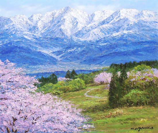 絵画 油絵 立山連峰眺望 （小川久雄） 送料無料 【海・山】【肉筆