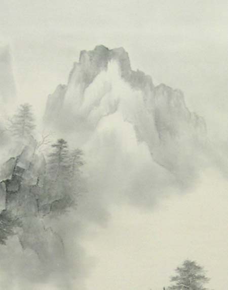 中国山水画 【秋山雁影 】 凌雲 水墨画 山水風景 掛け軸 水墨画 山水