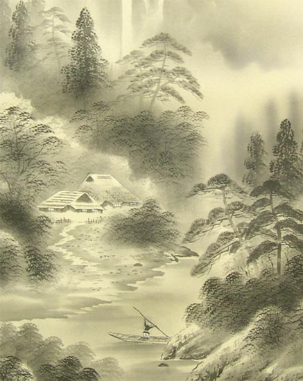 シルク水墨画 山水画 風景画 シルク水墨画 山水画 風景画 シルク水墨画