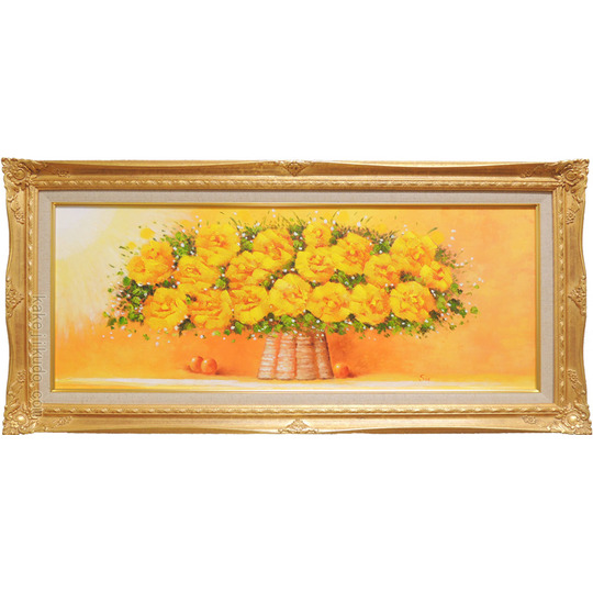 絵画 油絵 黄色いばら （SOO） 送料無料 【肉筆】【油絵】【花】【横長