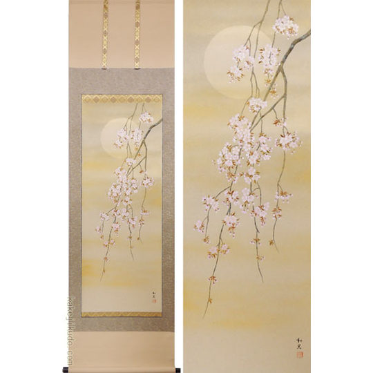 真作】掛軸 三木貞芳 淡墨桜 人気画家 名品 共箱入 O196 真作】掛軸