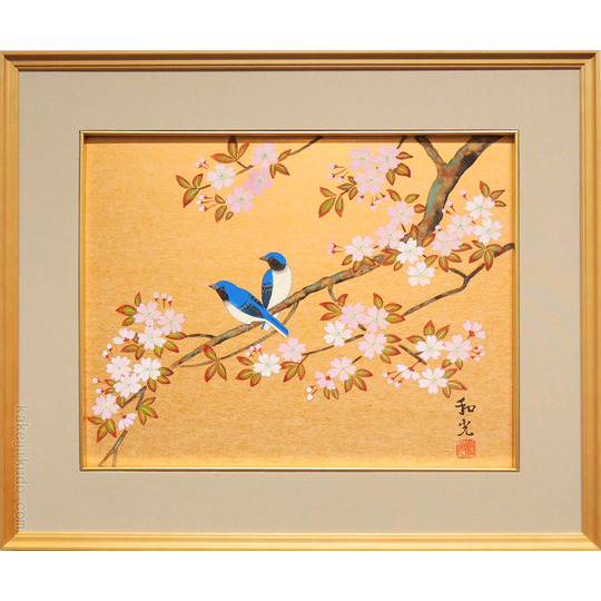 水墨画 鳥と花 李三白鶴 署名あり 掛け軸 骨董品 水墨画 鳥と花 李三