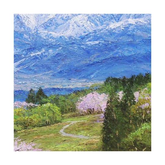 絵画 油絵 立山連峰眺望 （小川久雄） 送料無料 【海・山】【肉筆