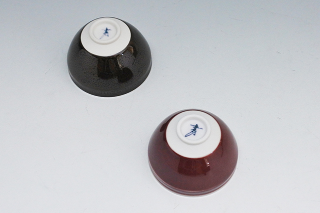 馬場真右エ門 前田泰昭 有田焼 ぐい呑お猪口盃 青色 陶器製 木箱付き