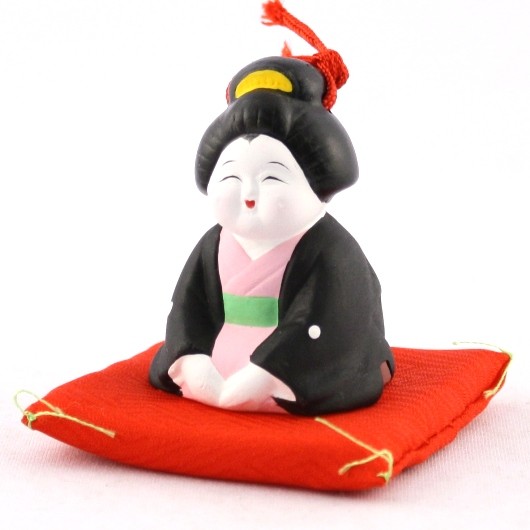 土鈴 お福さん （黒）（どれい おふくさん くろ）・縁起物 / 京都の