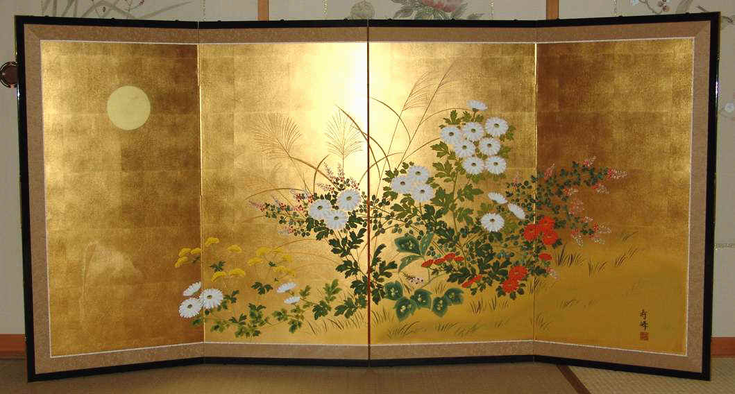 金屏風 日本画金屏風絵 の製造/通信販売(通販) 御子柴屏風店