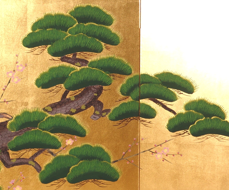 金屏風 日本画金屏風の製造/通信販売(通販) 御子柴屏風店