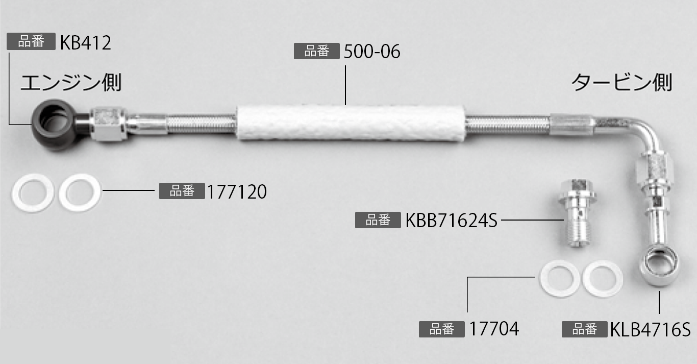 キノクニ ： ボルトオンタービンINレットオイルライン シルビア