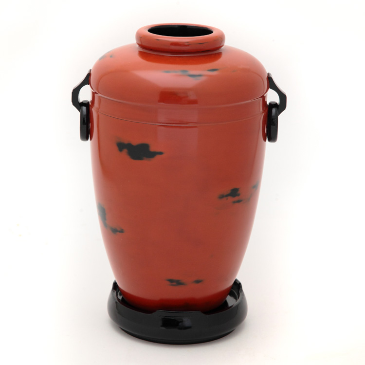 未使用】本根来塗 木製蠟色漆器花瓶 谷岡漆芸製 花器/フラワーベース