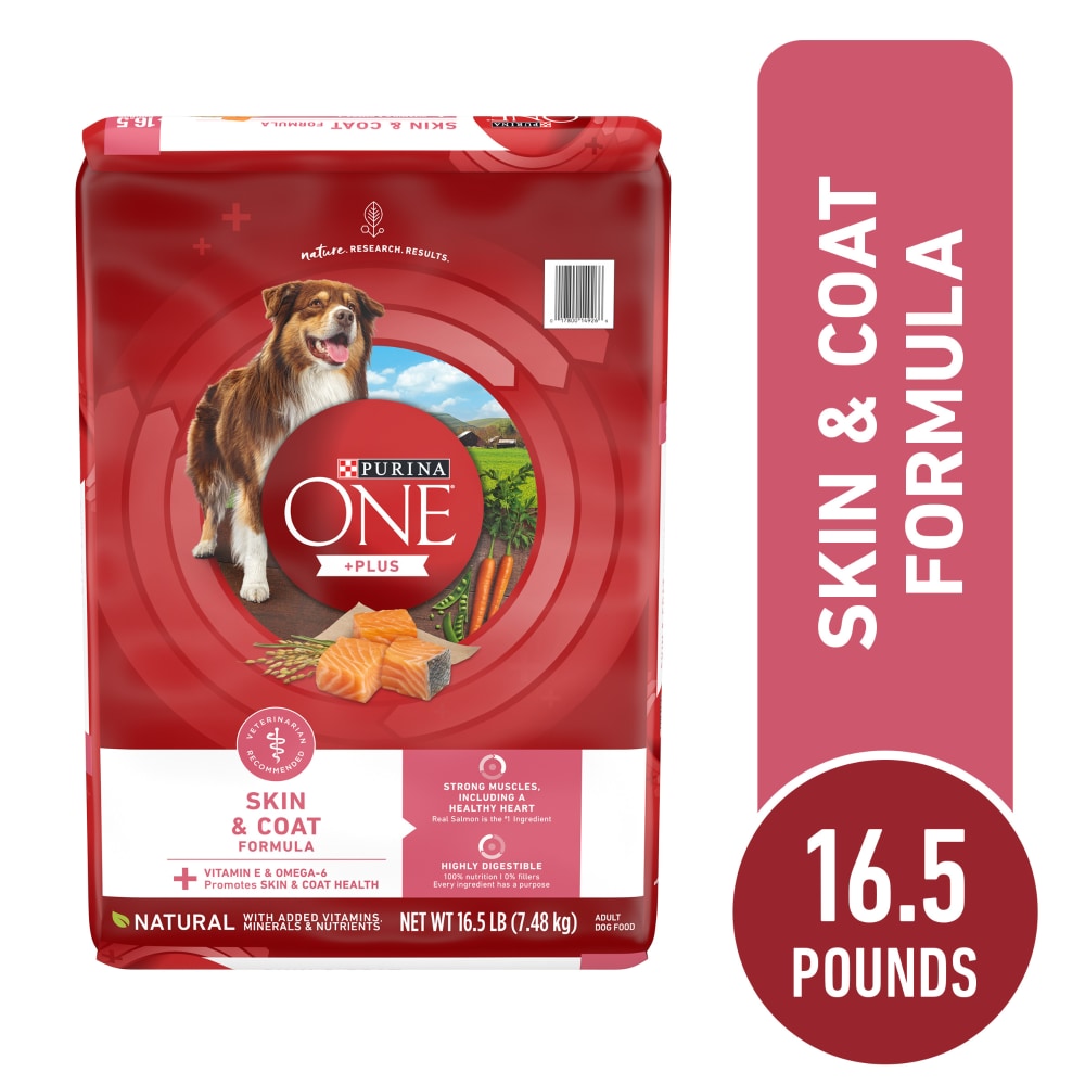 Purina ONE +Plus Skin & Coat Adult Dry Dog Food Real Salmon, 16.5