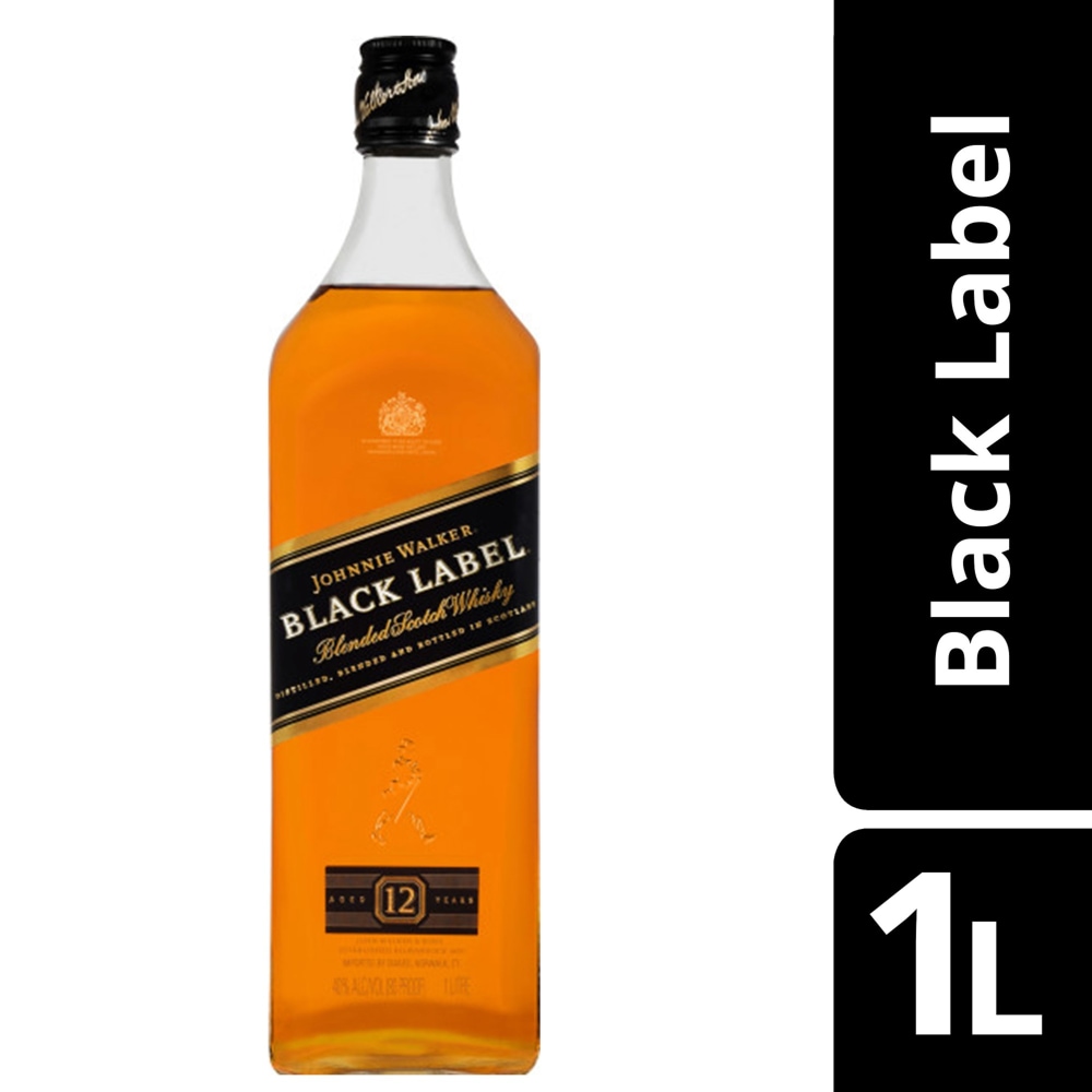 Johnnie Walker Whisky - Blended Scotch JW Black Label, 1.000 L