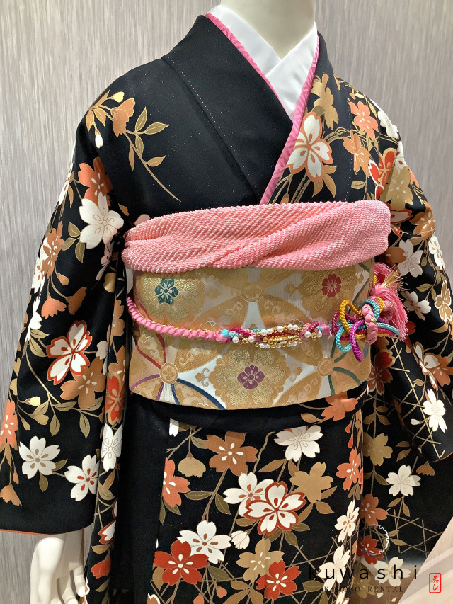 ワイドサイズ ふくよかサイズ 長じゅばん付き 正絹振袖 165cm a241