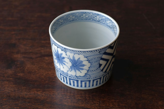 深川製磁 染付 撫子文 蕎麦猪口 揃 共箱 酒器 染付