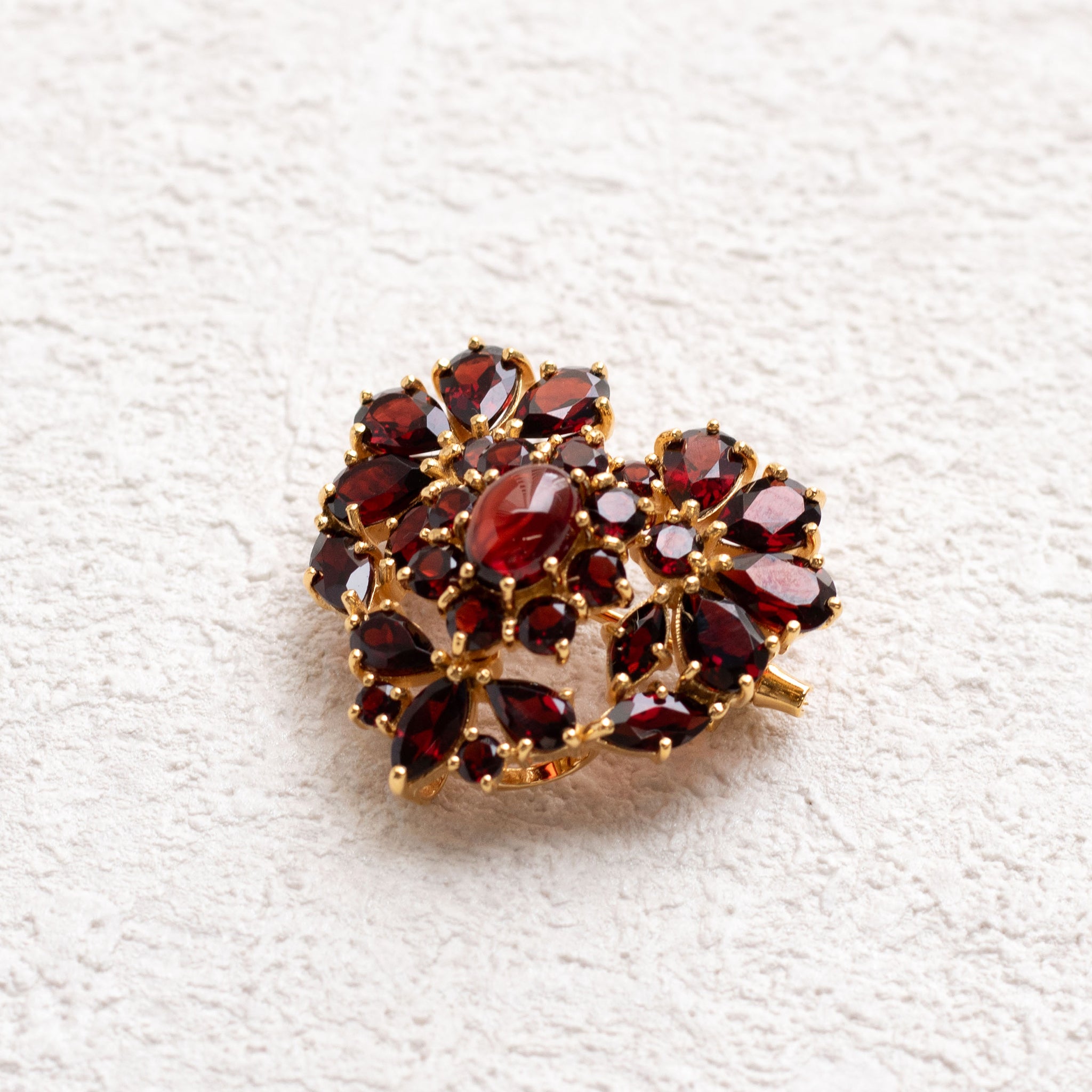 ロクザン SILVER925 ゴールドカラー ガーネット ペンダント ブローチ