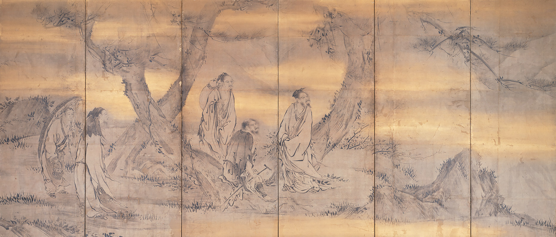 仙人高士図屏風 - 名品紹介 - 京都国立博物館