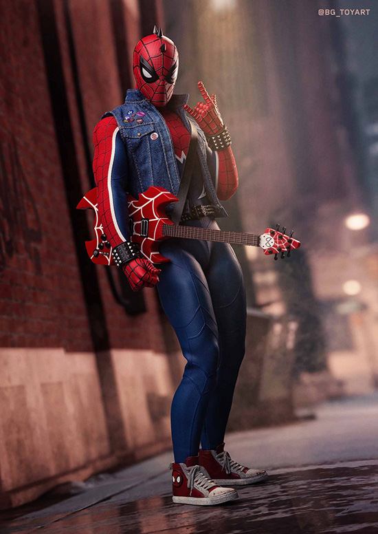 ホットトイズ スパイダーマン パンクスーツ版 1/6ホットトイズ 1/6