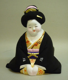 お福さん お福人形 瓦製 時代物 アンティーク ア21 お福さん お福人形