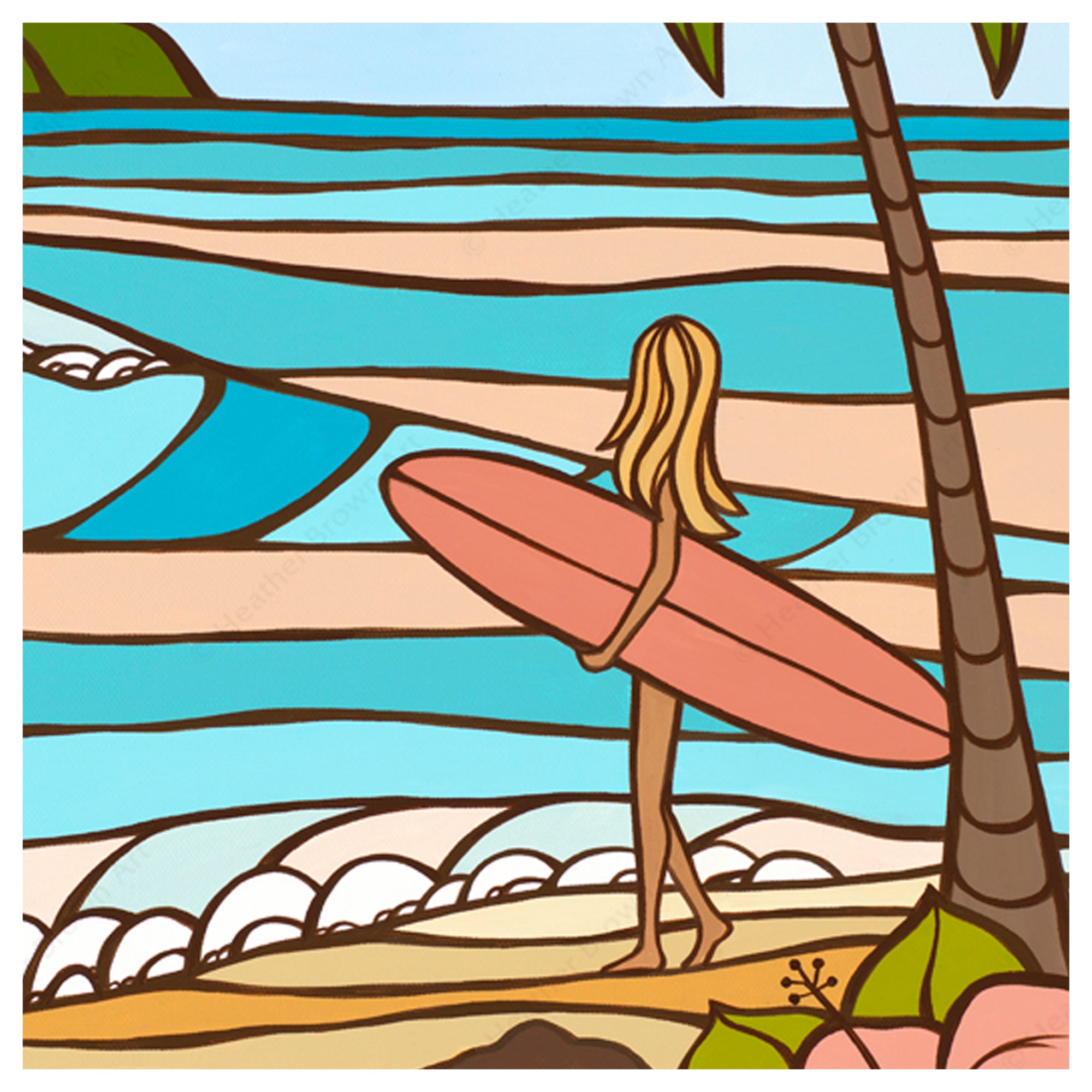 Heather Brown HURA GIRL 絵 HULA GIRL / Heather Brown（ヘザー