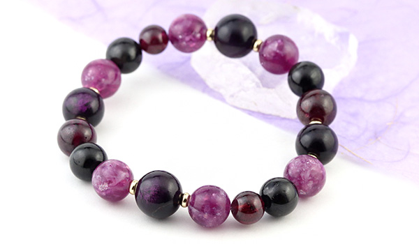 ☆]完全限定品ブレス【紫貴】（パープライト・パープルマイカシリカ