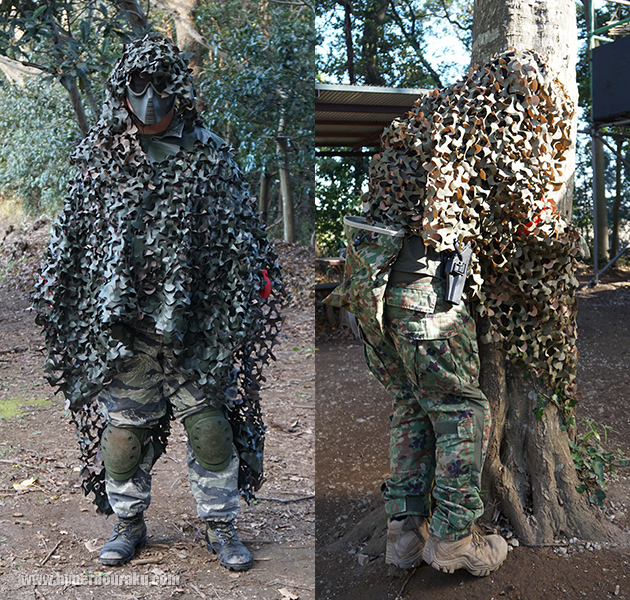 ギリースーツ・ギリーフードの魅力 偽装網・擬態網の効果