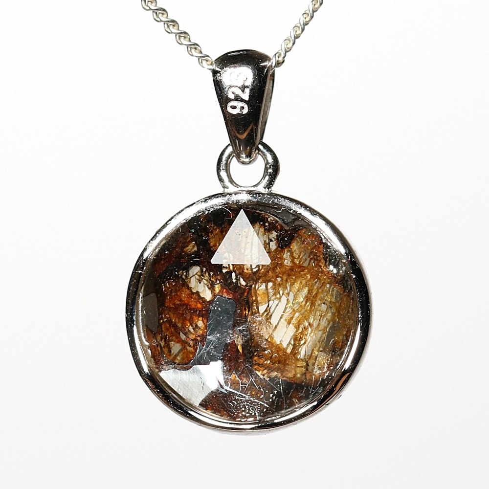 ケニア共和国産セリコパラサイト石鉄隕石ペンダントトップ/六芒星