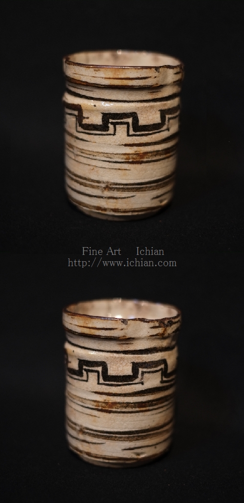 整理NO.84。織部筒向付 五客 江戸前期 整理NO.84。織部筒向付 五客