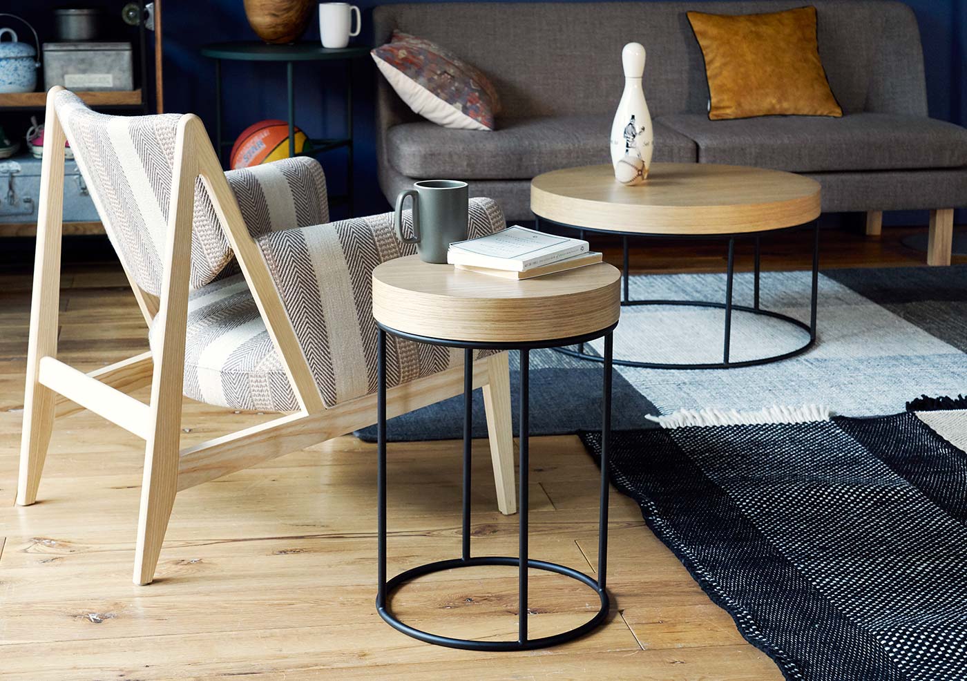 美品 IDEE イデー サイドテーブル アイアン かご 美品 IDEE イデー