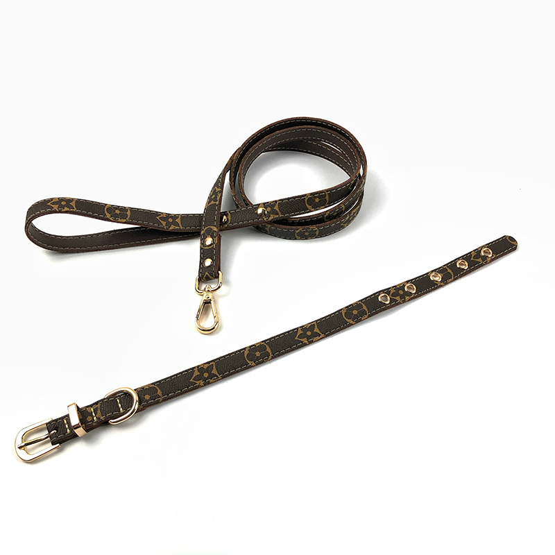 ルイビトン レザー小型犬用リード 首輪調整可能
