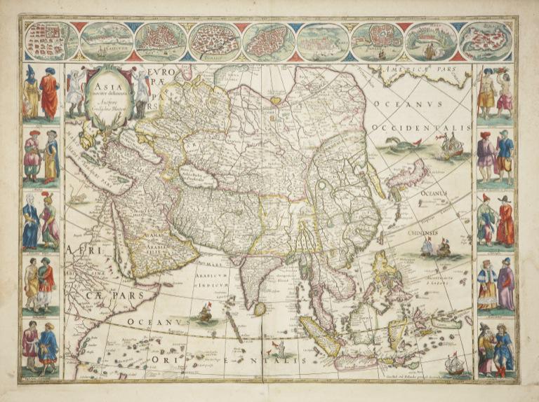 額装品 西洋古地図 1651年 メルカトル地図帳 ヤンソニウス