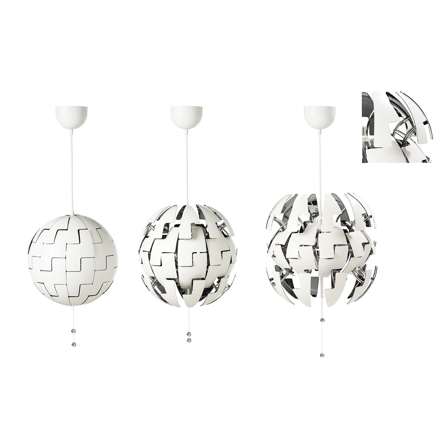 IKEA PS 2014 ペンダントランプ, ホワイト, シルバーカラー, 35 cm - IKEA