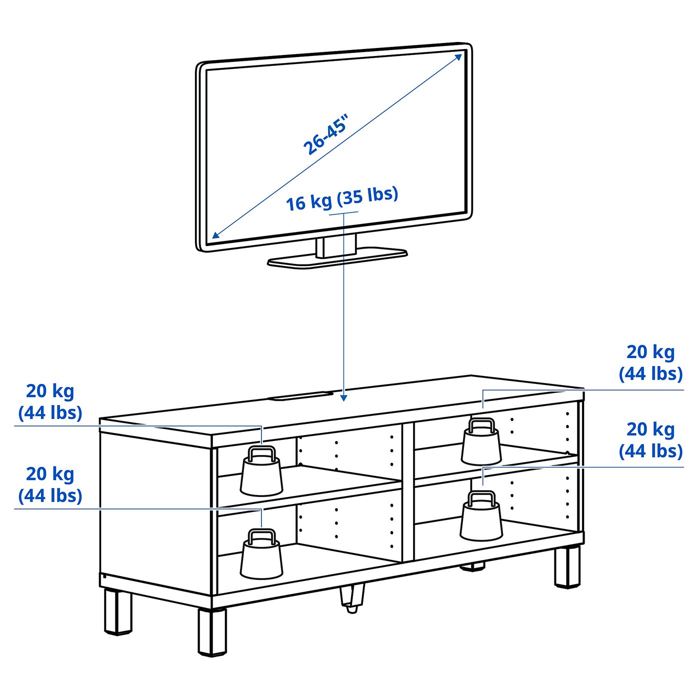 BESTÅ TV unit, white, 471/4x153/4x187/8