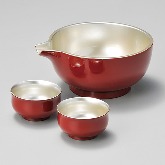 片口酒器セット いろらら 青/朱 漆塗り 12-12001 漆器の井助