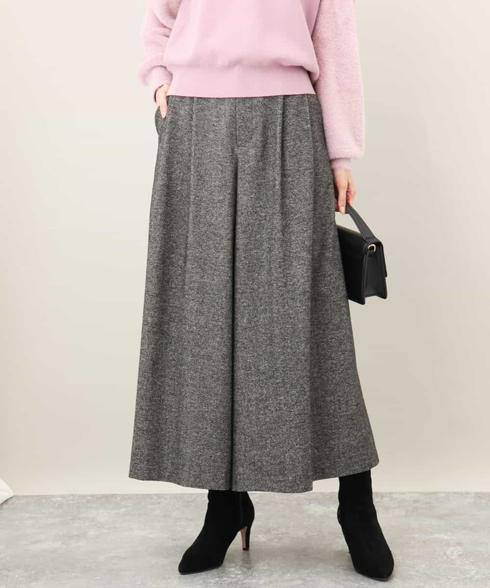 2タック ツイードワイドパンツ/洗える(ガウチョ・ワイドパンツ) | MK