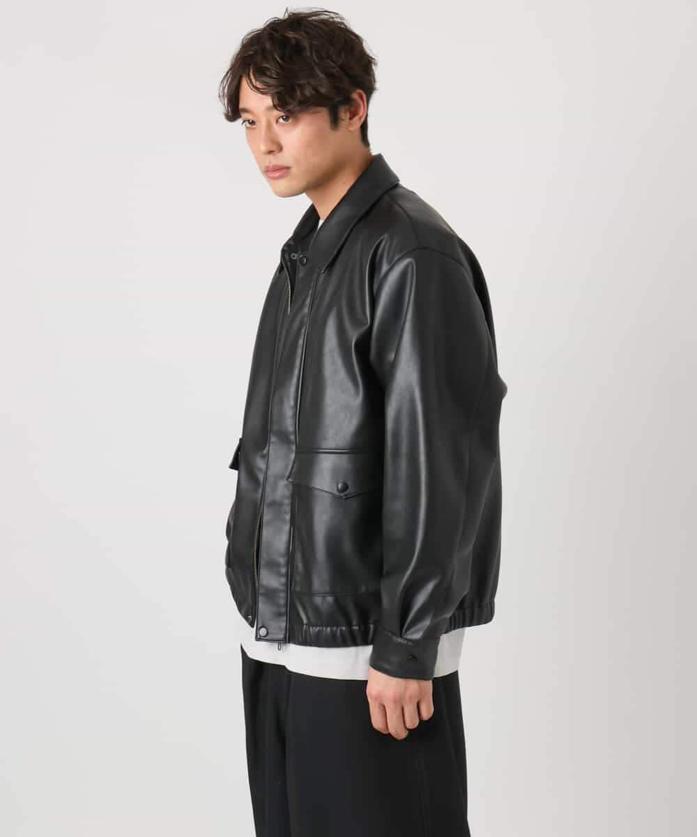 洗濯機で洗える】フェイクレザーブルゾン(その他のコート・ブルゾン