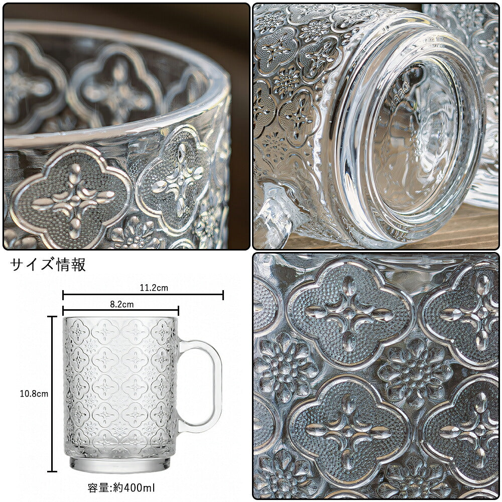 IwaiLoft「花海棠」ガラス グラス ガラスマグ 400ml ガラスカップ