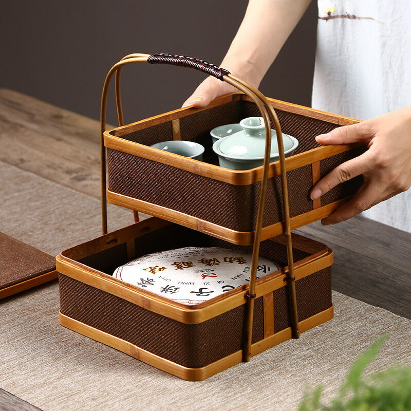 D5 和風 漆器 飾り紐付き 丸型 容器 重箱 菓子器 小物入れ 食籠 組紐