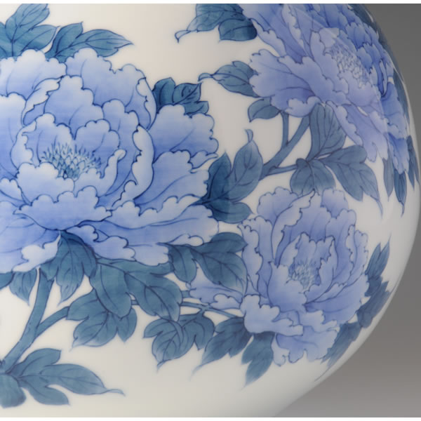 鍋島隆山作 色鍋島牡丹草花紋 高さ:33cm径22.5cm 径口15cm 鍋島 | 畑萬