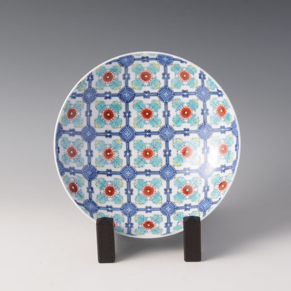 Japan Pottery Net / 色鍋島更紗文七寸高台皿