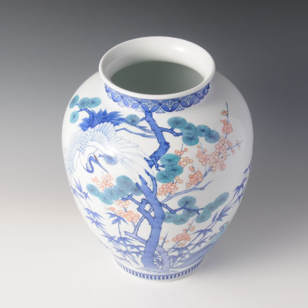 青と白の花柄大花瓶鍋島 青と白の花柄大花瓶鍋島