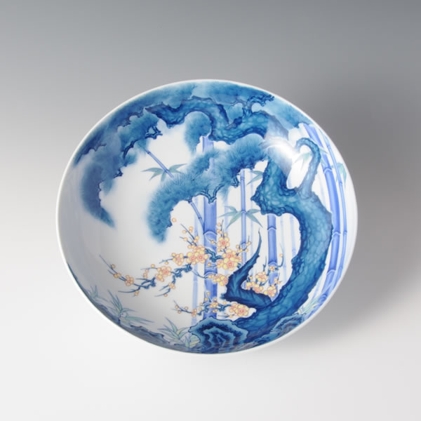 有田焼 鍋島様式 染付芍薬文 七寸高台皿 /骨董/時代物 有田焼 鍋島様式