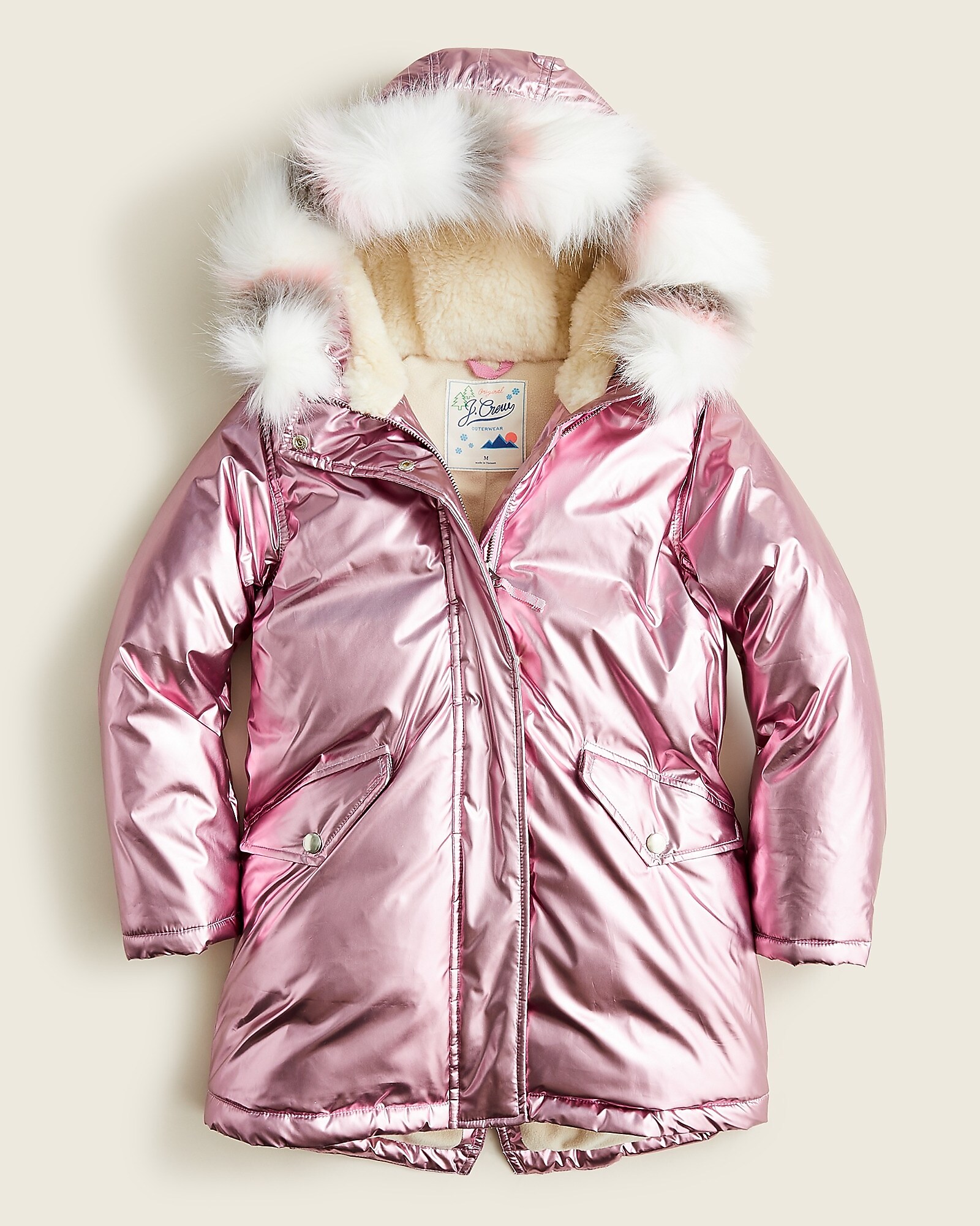 Girls' Metallic Fishtail Parka With Eco-friendly PrimaLoft® For